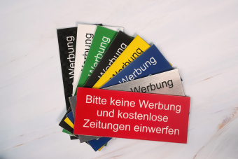 Bitte keine Werbung grün | Graviertes Schild, Einleger, Briefkastenschild