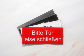 Bitte Tür leise schließen Edelstahl Optik | Graviertes Schild, Briefkastenschild