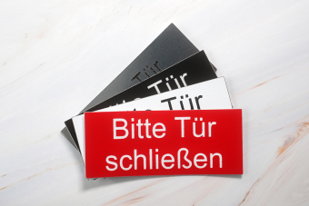 Bitte Tür schließen weiß | Graviertes Schild, Einleger, Briefkastenschild