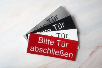 Bitte Tür abschließen | Graviertes Schild, Einleger, Briefkastenschild