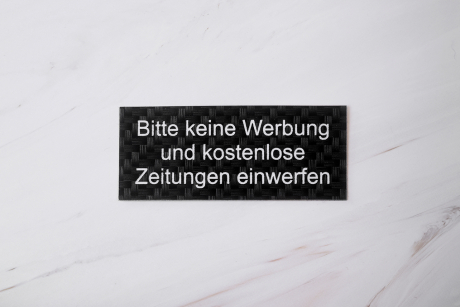 Bitte keine Werbung Carbon Look | Graviertes Schild, Einleger, Briefkastenschild